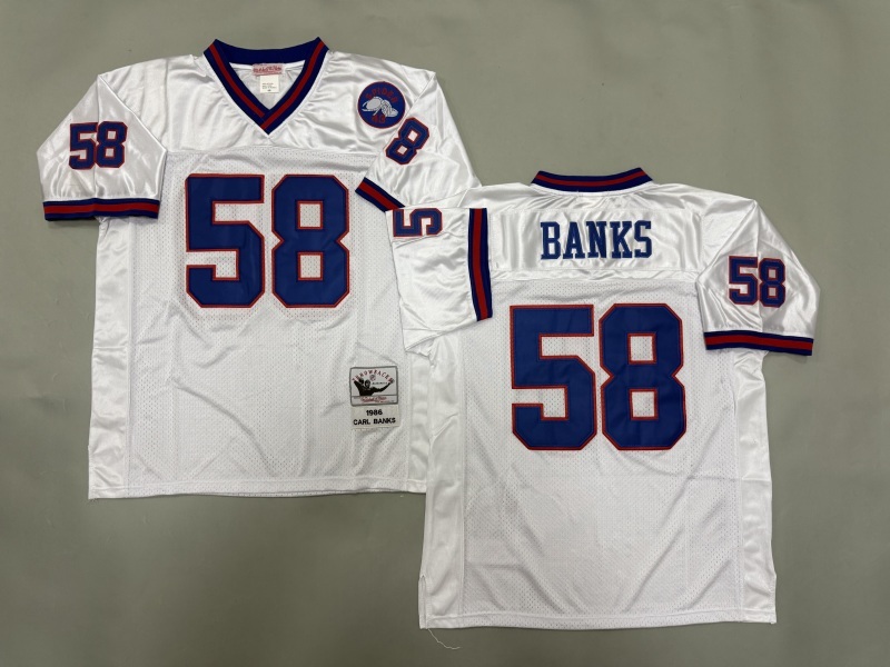 Men 2025 New York Giants #58 Banks white Throwback Limited NFL Jersey style 001->new york giants->NFL Jersey